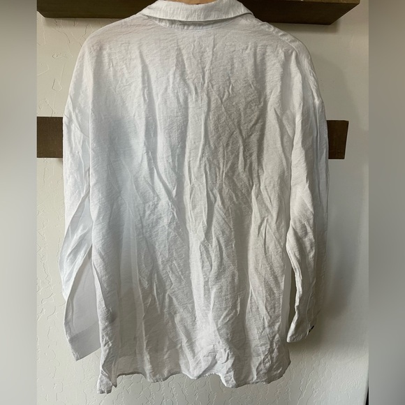Time and Tru|White Long Tunic Button Down Blouse, Beachy Vibes•••Size Small,NWT - Picture 7 of 13